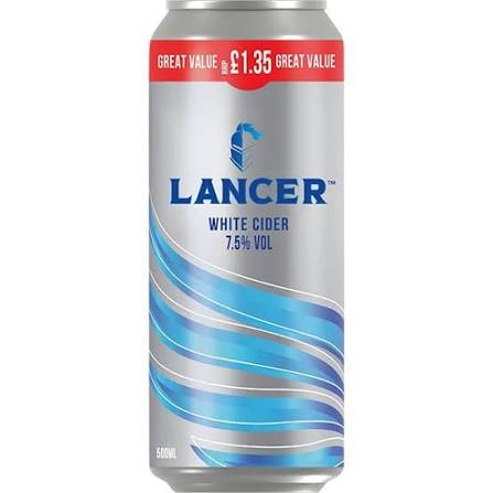Lancer 500ml can Lancer White Cider Can Vol 7.5% 500ml - Image 1