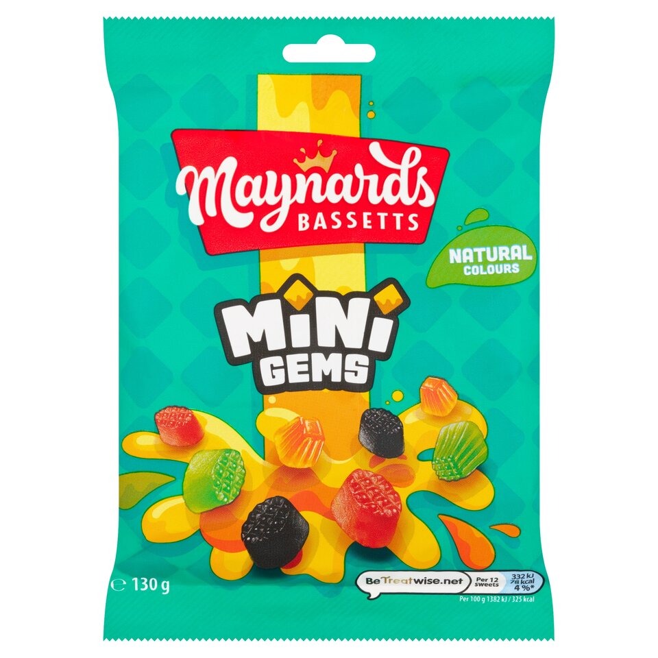 Maynards Bassetts Mini Gems Sweets Bag £1.35 Pm 130g